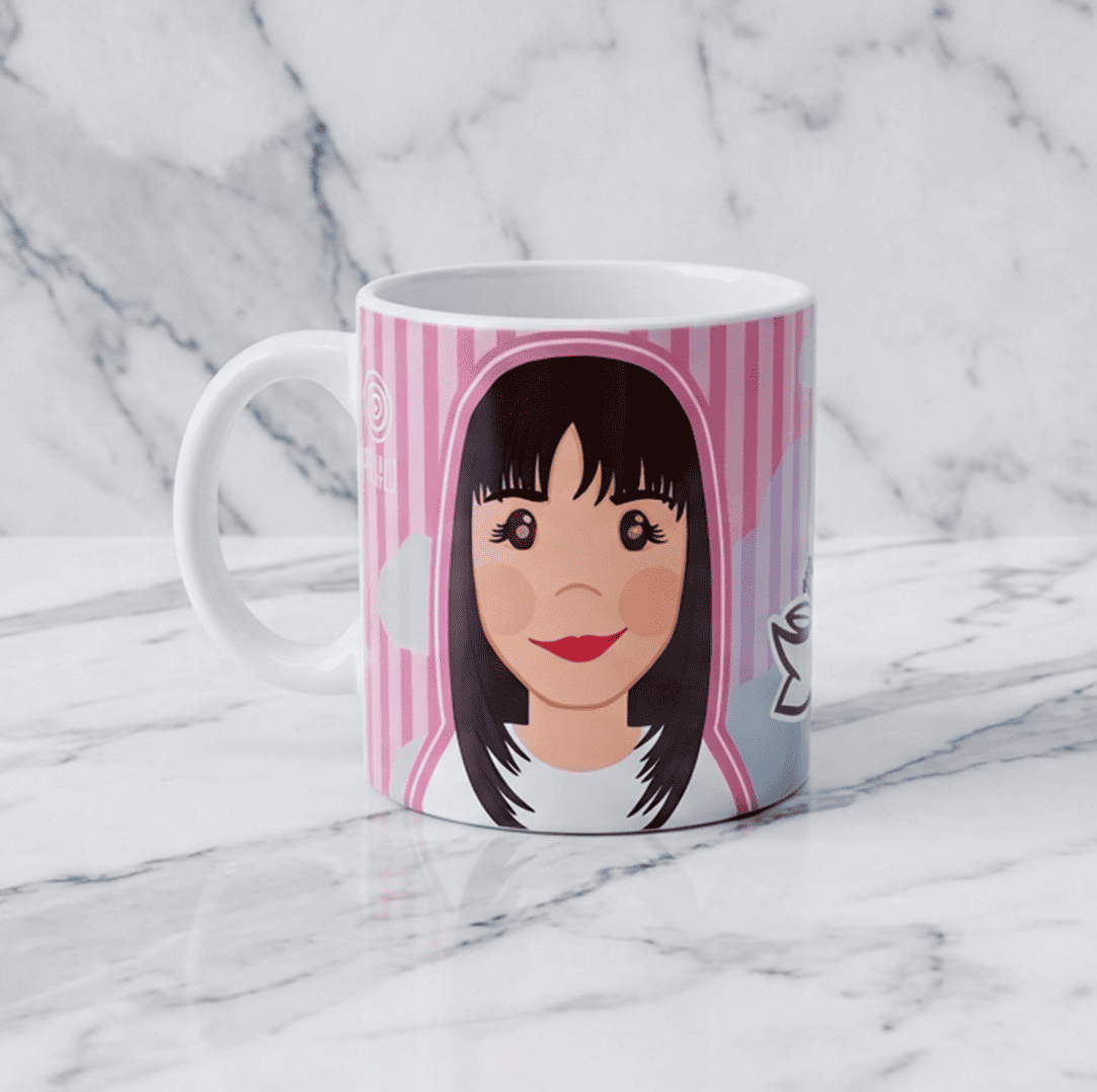 Mug de tinto personalizado para el día de la madre con ilustración tierna.