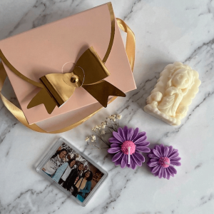 Kit mini bolso marcado con nombre para detalles para el día de la madre económicos.